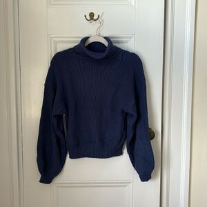 Size S. Blue turtle neck long sleeve sweater.